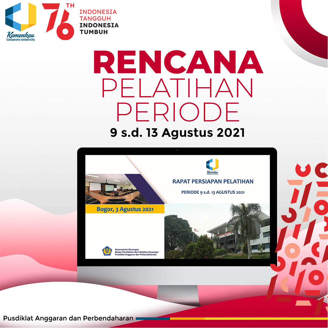 Rencana Pelatihan periode 9 s.d. 13 Agustus 2021